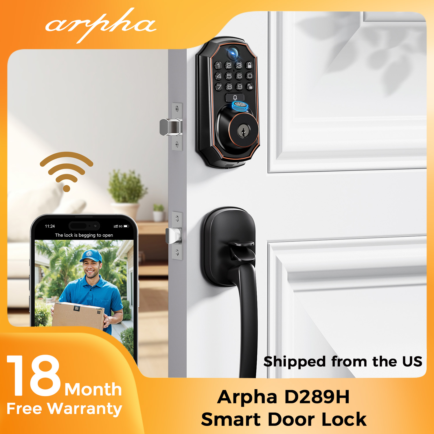 ARPHA D289H Smart Door Lock wi - огляд і ціна Home Security Front Door Camera